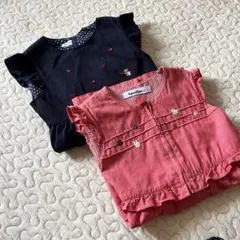 【美品】familiar ワンピース 110cm 赤　紺　2枚セット