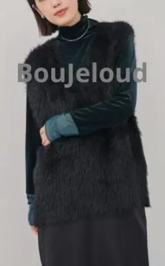 BouJeloudソウバリシャギーニットベスト黒
