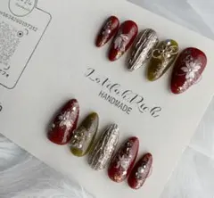 和風　振り袖　成人式ネイルチップ【現品販売　即購入可　オーダーメイド可】