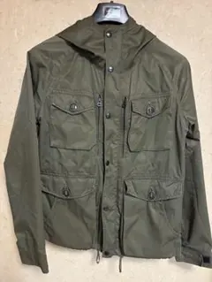 291295＝HOMME オリーブ色 フード付きミリタリージャケット