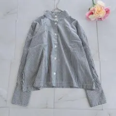 SETTO OKKAKE SHIRT オッカケ　シャツ ストライプ　ネイビーのサムネイル