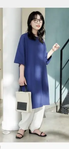 フリークス ビックシルエットTシャツミニ 원피스 블루