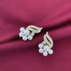 ゴールド パール イヤリング スワロフスキー 上品 華やか 結婚式 フォーマル