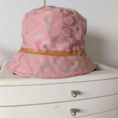 COACH コーチ シグネチャー柄 バケットハット ハット ピンク 帽子