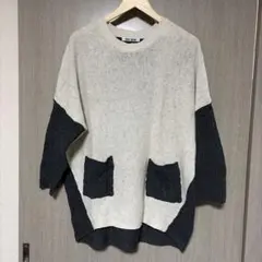 【BOYSROOM】バイカラー ニット プルオーバー ポケット付き