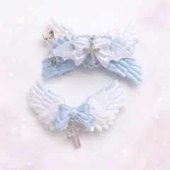 †天使の羽† ヘアピン 2個セット 水色界隈 天使界隈 地雷系 量産型 クロス