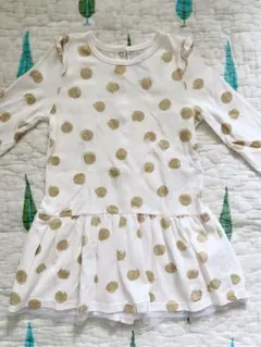☆美品☆プチバトー☆ゴールドドットコットンチュールワンピース☆