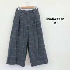 スタディオクリップ ワイドパンツ M グレー タータンチェック柄