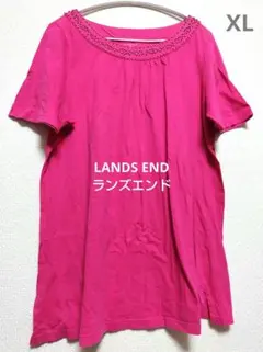 ランズエンド 無地柄 飾り付き Ｔシャツ カットソー XL ピンクのサムネイル