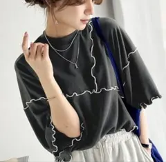 【classicalelf 】5分袖メロウ切替裏毛トップス