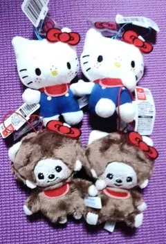 モンチッチ×ハローキティ おそろいアクリルチャーム付きマスコット コンプセット