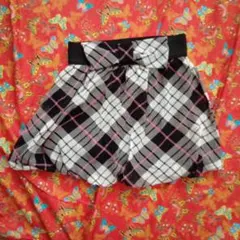 バルーンスカート チェック柄 リボン付き