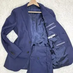 極美品 高島屋 カノニコ ネイビー ストライプ ビジネススーツ モヘア混