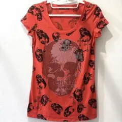 GHOST OF HARLEM 半袖Tシャツ オレンジ スカルのサムネイル