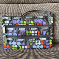 LeSportsac 3ジップ ポーチ ドット柄