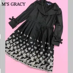 エムズグレイシー トレンチ スプリングコート ワンピース 刺繍レースフリル 38 エムズグレイシー トレンチ スプリングコート ワンピース 刺繍