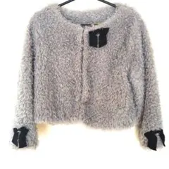 レイビームス ファージャケット F リボン グレー ジャケット フェイクファー