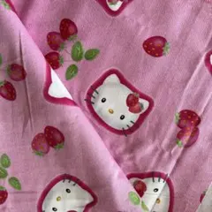 平成レトロ　ハローキティ　はぎれ　いちご キティ布地 生地 布