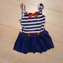 女の子用ストライプワンピース水着