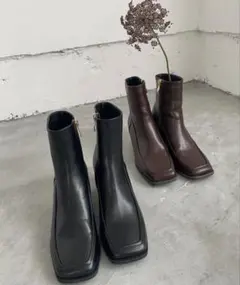 【ORiental TRaffic】Mサイズ(23.5)スクエアトゥヒールブーツ