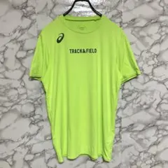 asics アシックス　（M）　半袖Tシャツ　陸上用シャツ　蛍光イエロー