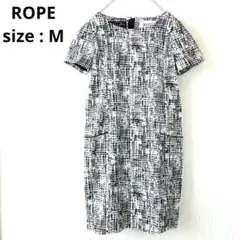 【訳あり】 ROPE 半袖ワンピース M ジャガード調 定価40000円