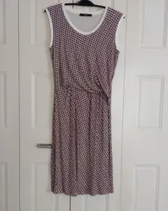 MaxMara　WEEKEND ノースリーブ赤茶白紺パターンストレッチワンピース