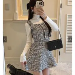 GRL ラメツイードビスチェ×ミニフレアスカート セットアップ ta173