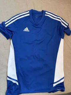 adidas 青 ストライプ シャツ Lサイズ