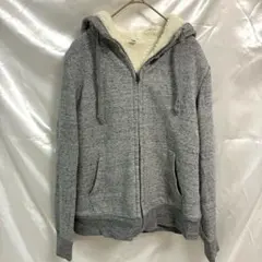 ユニクロ パーカー フード 長袖 杢 M 灰 綿混 デイリー