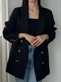 【タグ付き未使用】Louere リネンライクシャツジャケット ブラック Lサイズ