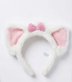 美品　マリーちゃん　カチューシャ　ディズニー　ピンク　ホワイト　猫耳　ふわふわ