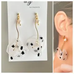 【再販】シフォンフラワー 淡水パール ピアス イヤリング ハンドメイド 結婚式