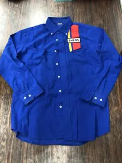 ENEOS 青 長袖 ワークシャツ L 古着 アメカジ