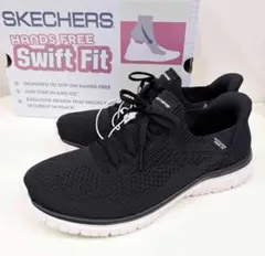新品 25cm ★ スケッチャーズ スウィフト フィット ハンズフリー ブラック