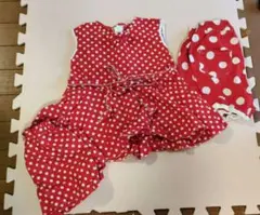 ミニーちゃん風ドット柄ワンピースセット