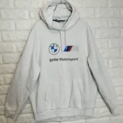 C868【PUMA】裏起毛 パーカー 薄生地【メンズL】ホワイト