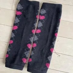 キッズレッグウォーマー 黒 ハート模様