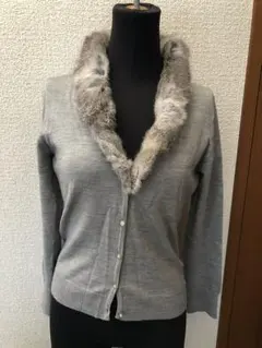 ファー付カーディガン