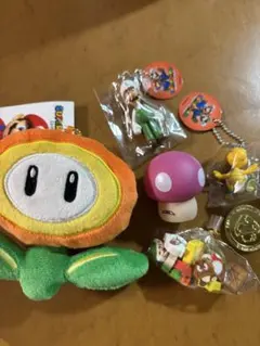 スーパーマリオ フラワー型ストラップ小物入れヨッシールイージキノココイン消しゴム