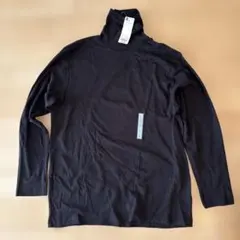 新品　GU ソフトコットンタートルネックT(長袖) 黒　Lサイズ　綿100%
