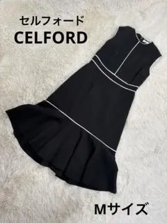 美品✨セルフォード レース切替ノースリーブワンピース ロング ブラック 38