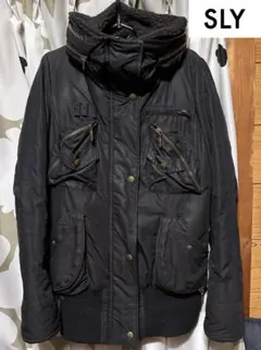 SLY★2WAYスタンドカラー中綿ダウンジャケット★襟裏ボア付☆ブラックM中古