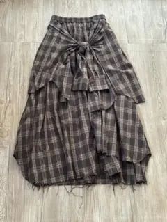 ブラウン系チェック柄ロングスカート