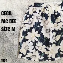 CECIL McBEE セシルマクビー タイトスカート 紺 花柄 M 1554のサムネイル