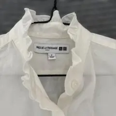 ユニクロ イネス コラボ コットンフリルシャツ ブラウス M オフホワイト