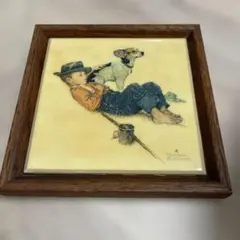 Norman Rockwell 陶器タイル 木製フレーム付き