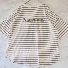Chulatte ボーダー Tシャツ 半袖 ロゴバックプリント 綿100% M