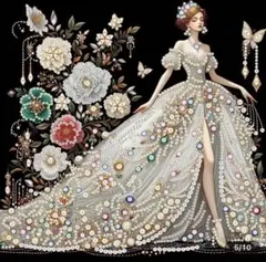 ダイヤモンドアート かわいいウエディングドレス③キラキラクリスタルビーズ