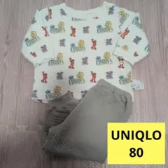 【UNIQLO】 キルトパジャマ セサミストリート 80cm 長袖 キルティング